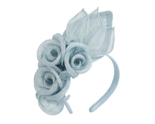 Large light blue sinamay  flower fascinator