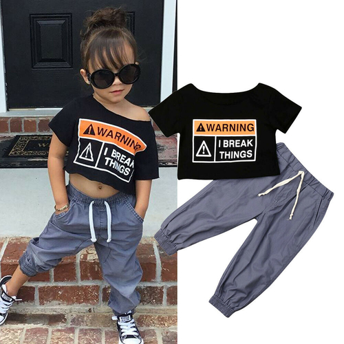 2PCS Toddler Kids Baby Girl Oversized Clothes Sets