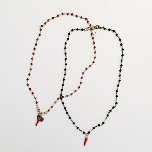 Rosary Choker Necklace with Lucky Charm in 2 Colors.