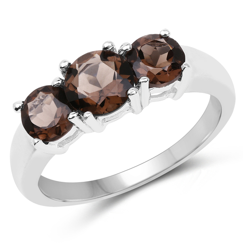 1.45 Carat Genuine Smoky Quartz .925 Sterling Silver Ring