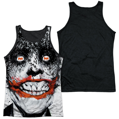 Batman & Bats on the Brain-Adult Poly Black Back Tank Top, White -