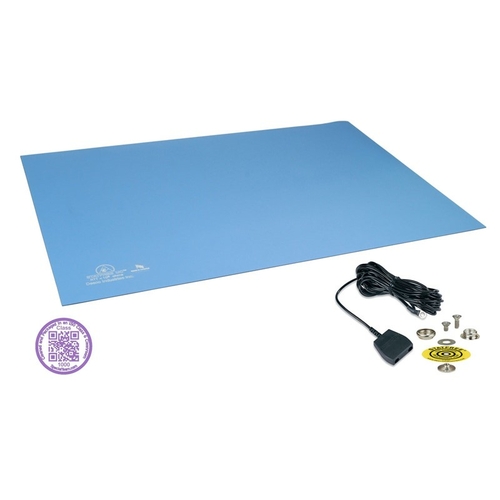 Desco 66328 Statfree UC2 Dual Layer Rubber - Sky Blue- 24 x 48 in.- Cl