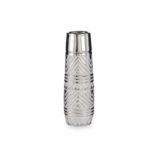 Vase Cylindrical Ceramic Silver (10 x 30 x 10 cm)
