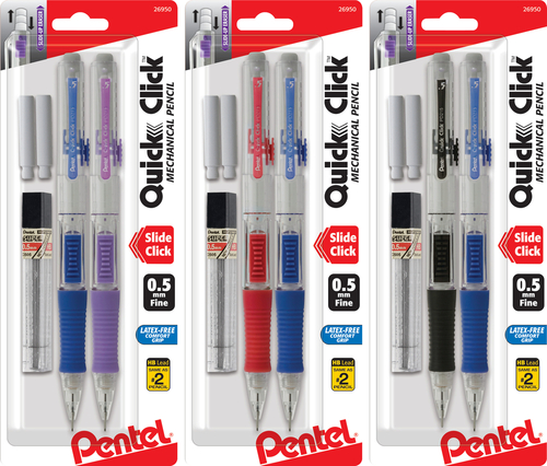 Pentel of America PD215LEBP2 Quick Click Mechanical with Lead & Eraser