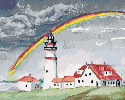 Paint by Numbers - RAINBOW OVER THE LIGHTHOUSE