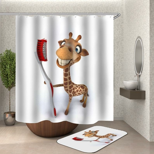 Cartoon Giraffe Shower Curtain