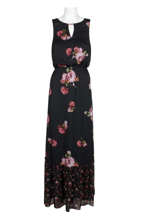 Adrianna Papell Boat Neck Keyhole Front Sleeveless Elastic Waist