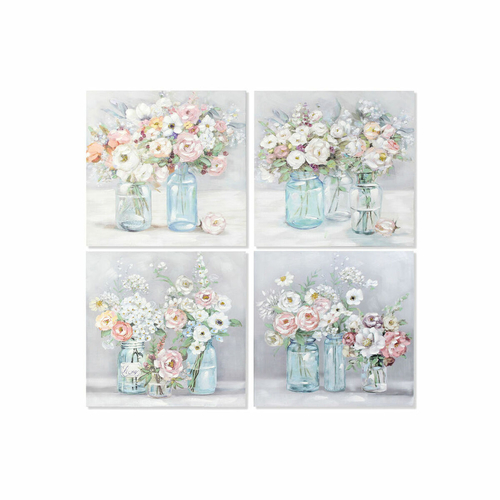 Painting DKD Home Decor Vase 80 x 3 x 80 cm Shabby Chic (4 Pieces)