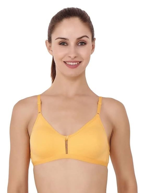 Full Coverage Women Non Padded Wired Free Bra, Marigold Cup Size-B