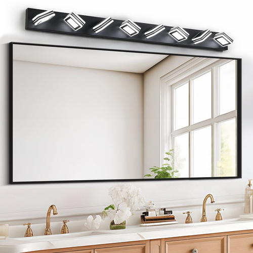 Modern 8-Light LED Vanity Light - Sleek Bathroom Wall Fixture, Iron &
