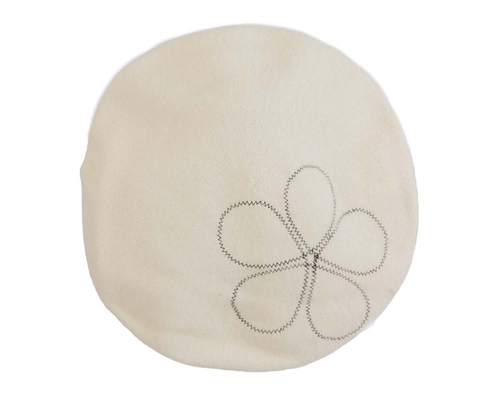 Cream embroidered winter beret