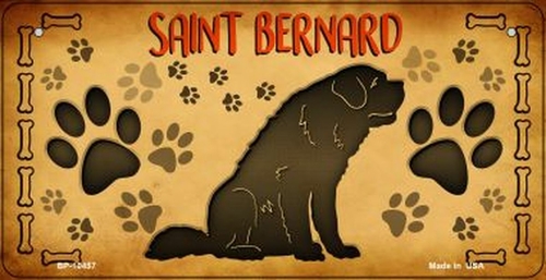 Smart Blonde BP-10457 3 x 6 in. Saint Bernard Novelty Metal Bicycle Pl