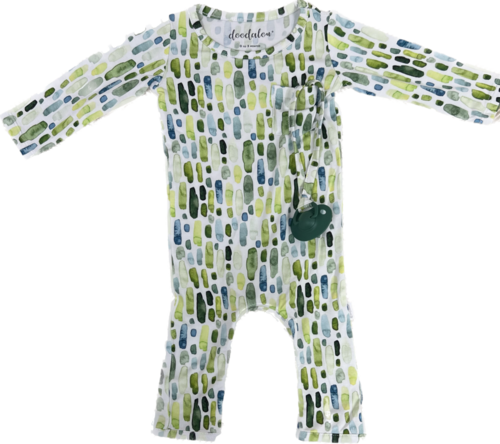 Green and Bear It - Doodalou Bamboo Baby Romper - 3 - 6 Months