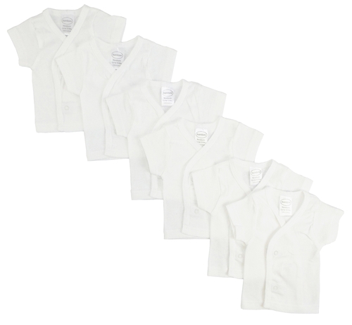 Bambini CS-075NB-075NB Side Snap Short Sleeve Shirt, White - Newbo