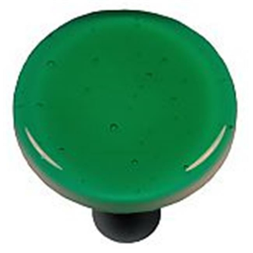 Hot Knobs HK1021-KRB Emerald Green Round Glass Cabinet Knob - Black Po