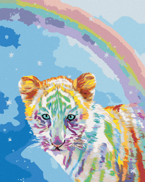Zuty - Paint by Numbers - TIGER AND A RAINBOW (CAROL CAVALARIS), 40x50