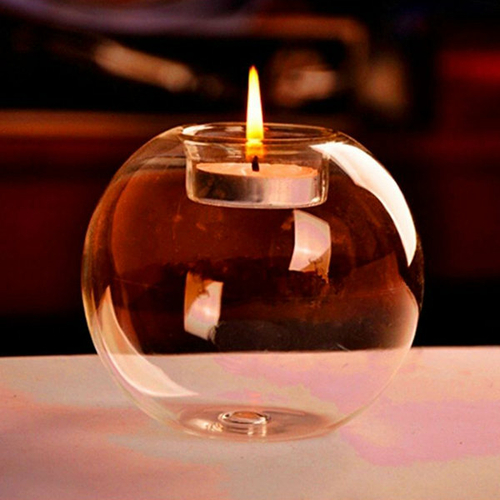 Round Clear Glass Candle Holder