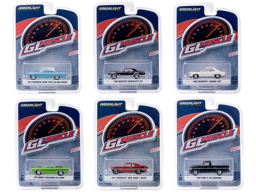 \Greenlight Muscle\" Set of 6 Cars Series 23 1/64 Diecast Model Cars