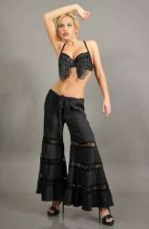 Western Fashion 2056-BLACK Long Pant with Lace, Black - One Size