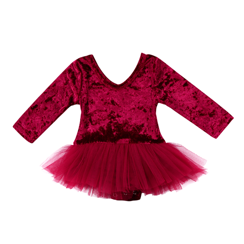 Velvet Lace Red Toddler Kid Baby Girls Romper