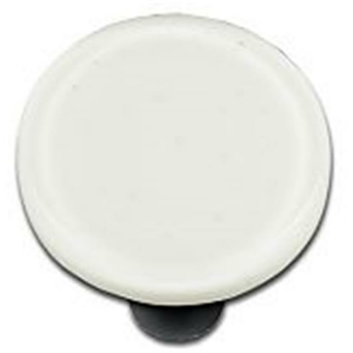 Hot Knobs HK1038-KRB White Round Glass Cabinet Knob - Black Post