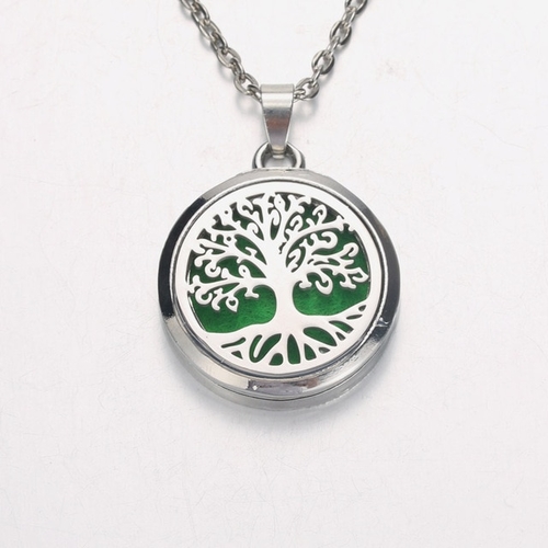 Silver Aroma tree of Life Diffuser Necklace