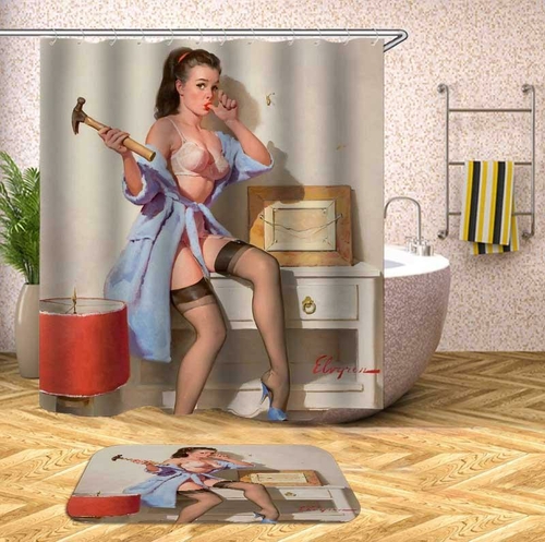 Clumsy Sexy Girl Shower Curtain