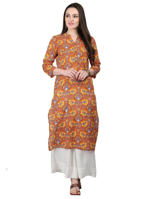 Brown And Multi Color Cotton Kurti