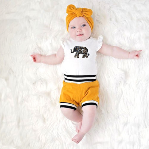 3pcs Newborn Baby Girls Boys Clothes Set Tops