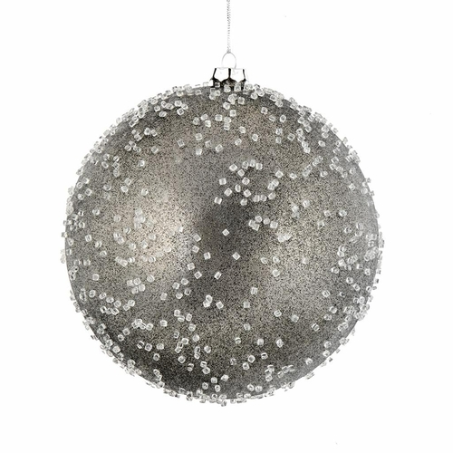 Vickerman N185284 4.75 in. Gunmetal Ice Ball Ornament  4 per Bag 