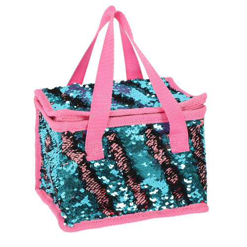 Blue and Pink Reversible Sequin Lunch Bag