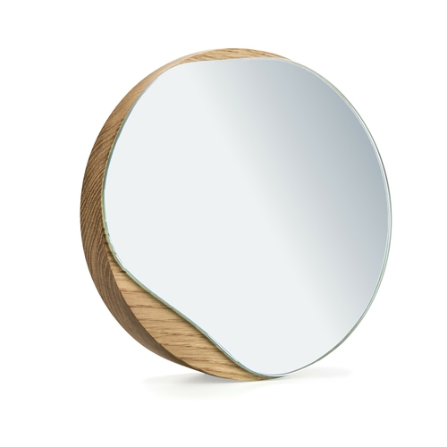 Cosmetic round mirror | oak wood or black 