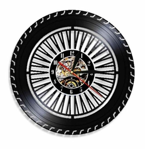 TOWER GEOMETRIC ORNAMENT HANDMADE VINYL RECORD WALL CLOCK