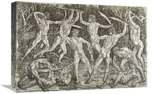 Global Gallery GCS-282678-22-142 22 in. Battle of Ten Naked Men Art Pr
