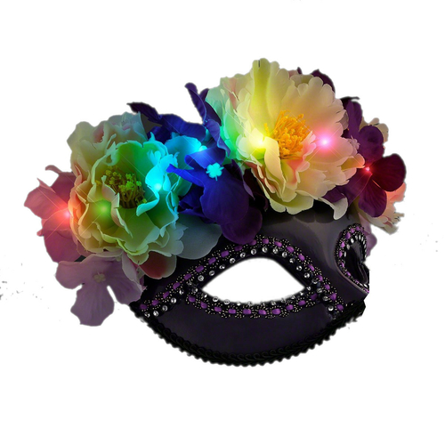 Blinkee UHMKHU Colorful Light Up Flower Masquerade Mask for Mardi Gras