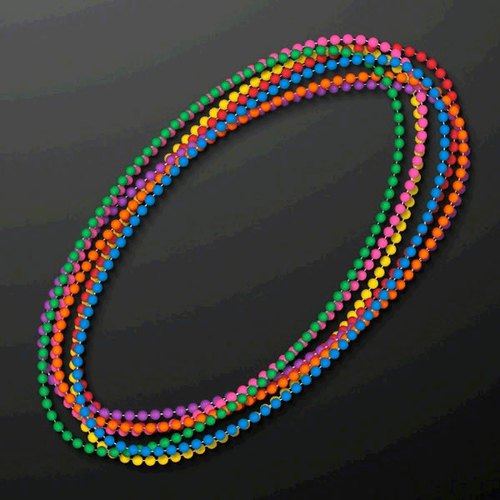 Blinkee A370 Smooth Round Opaque Bead Mardi Gras Necklace, Assorte