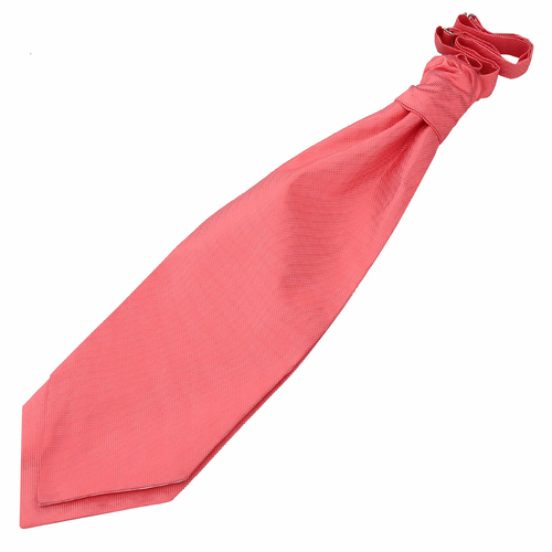 Solid Check Pre-Tied Ruche Cravat - Coral