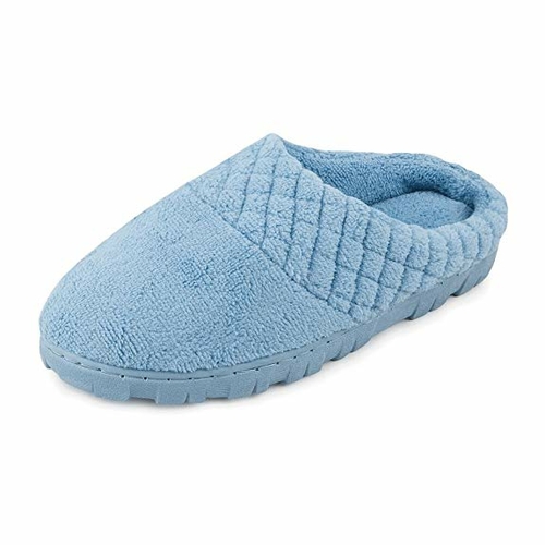 Muk Luks 0015632428-M Womens Micro Chenille Clog Slippers, Blue - 
