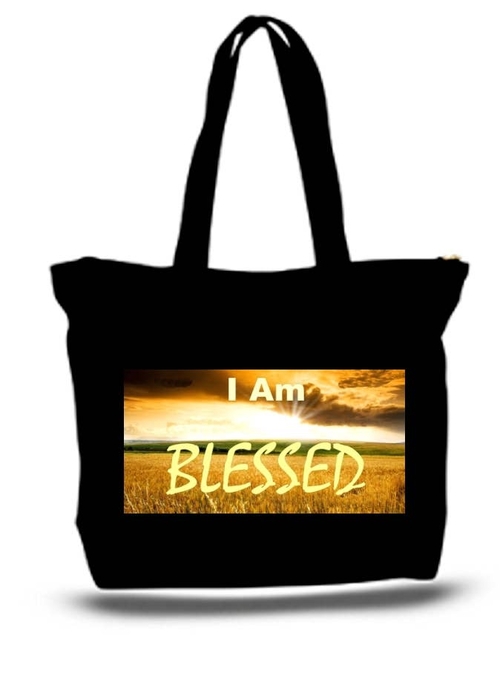 I Am Blessed Large Tote New Zipper Bag