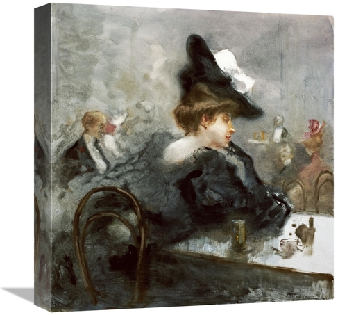 Global Gallery GCS-266834-16-142 16 in. Elegant Lady in Black in a Caf