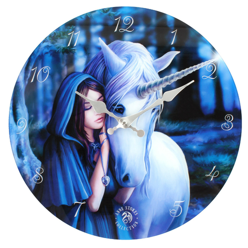 Solace Glass Wall Clock by Anne Stokes
