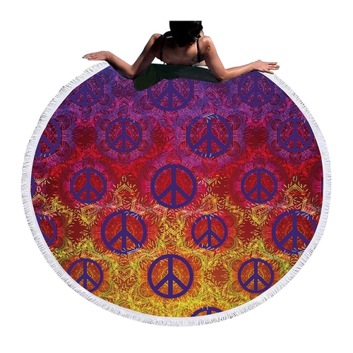 Microfiber Large Round Beach Towel Peace Symbol