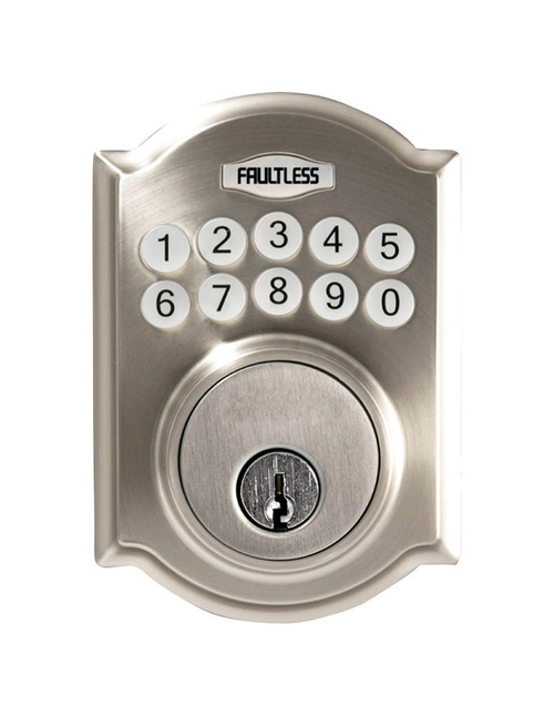 Faultless 5002080 Satin Nickel Metal Electronic Deadbolt with Resident