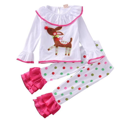 Little Girl Polka Dots Flare Sleeve Clothing Set