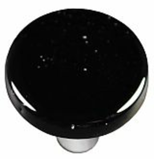 Hot Knobs HK1043-KRA Black Round Glass Cabinet Knob - Aluminum Post