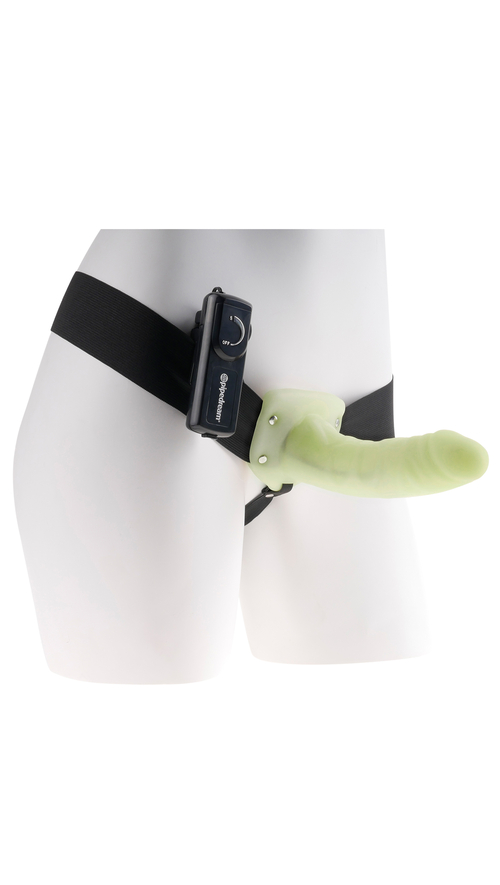 Fetish Fantasy Series for Him or Her Vibrating Hollow Strap-on - Glow