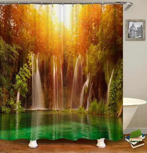 Sunset Over The Hidden Lake Shower Curtain