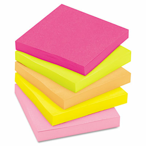 Sticky note Notes 654-5PK 3 x 3- Five Neon Colors- 5 100 Sheet Pads/Pa