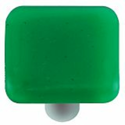 Hot Knobs HK1021-KA Emerald Green Square Glass Cabinet Knob - Aluminum