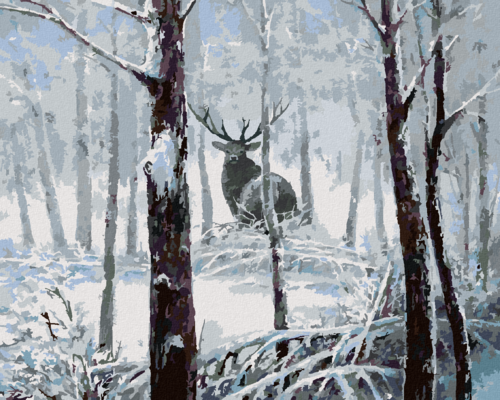 Paint by Numbers - DEER IN A SNOWY FOREST